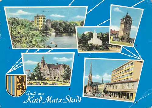 Karl-Marx-Stadt Rathaus Roter Turm 5 Ansichten gl1966 154.220