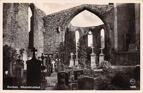 Bautzen - Nikolaikirchhof Ruine mit Friedhofsanlage ngl 154.306