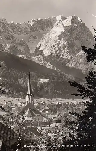 Garmisch-Partenkirchen mit Waxenstein und Zugespitze 1956 D8671