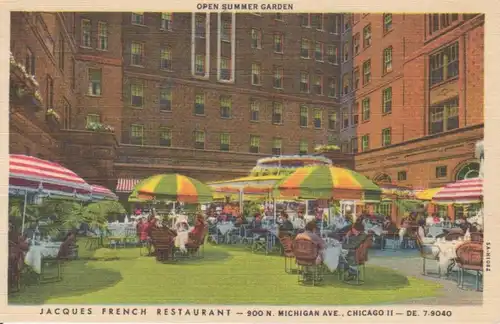 Chicago IL Jacques French Restaurant - Open summer garden ngl 223.629