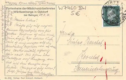 Ostdorf/Balingen Ferienheim der Mädchenbibelkreise Württembergs gl1930 157.648