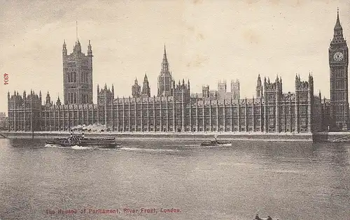 London, Houses of Parliament, River Front ngl D9297