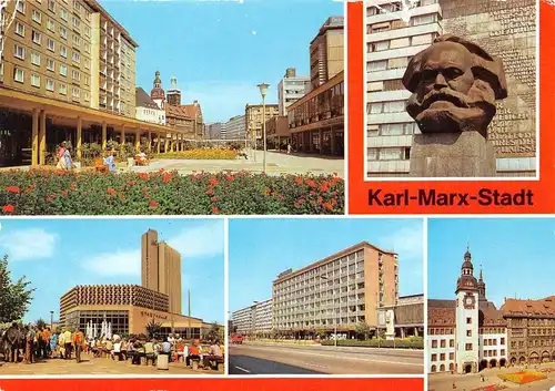 Karl-Marx-Stadt Rathaus Rosenhof Stadthalle Turm 5 Ansichten gl1985 154.221
