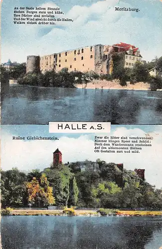 Halle (Saale) Moritzburg u. Ruine Giebichenstein mit Gedicht ngl 154.465