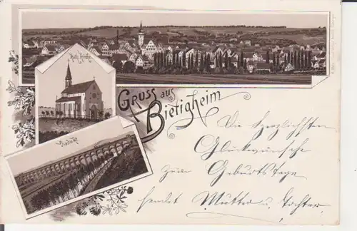 Bietigheim Litho Kirche Viadukt Panorama gl1896? 223.813