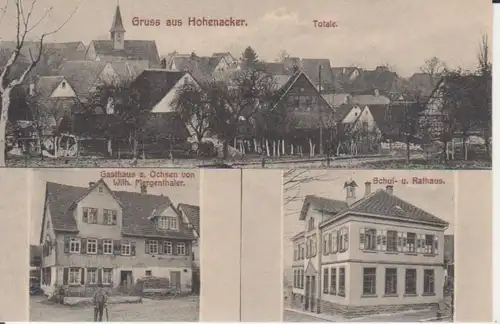 WN-Hohenacker Totale, Gasthaus Ochsen, Schule und Rathaus ngl 223.748