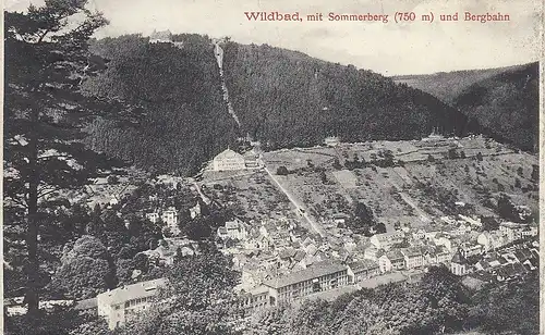 Wildbad mit Sommerberg und Bergbahn gl1913 D9098