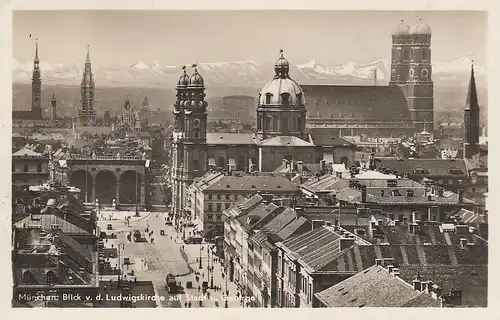 München Blick v.d.Ludwihskirche auf Stadt und Gebirge gl1935 D9412