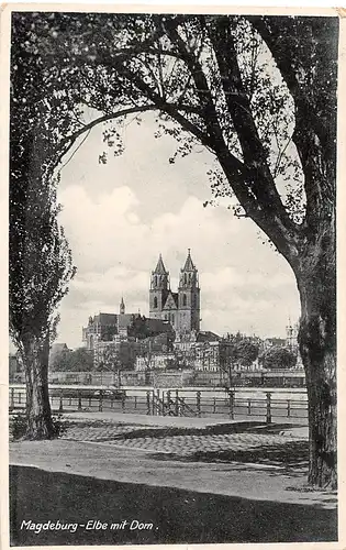 Magdeburg Elbe mit Dom gl1932 154.331