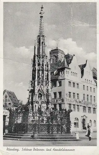 Nürnberg Schöner Brunnen und Handelskammer gl1953 D7900