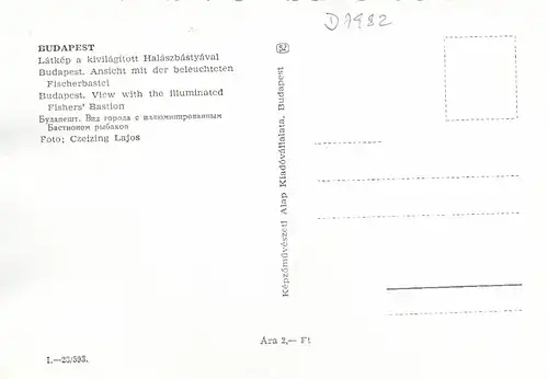 Budapest Ansicht mit der beleuchteten Fischerbastei ngl D7982