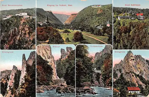 Bodetal i. Harz Teufelsbrücke Hirschgrund Mehrbildkarte gl1935 154.125