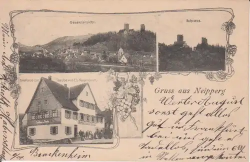 Brackenheim-Neipperg Gasthaus Traube Schloss Gesamtansicht gl1907 223.822