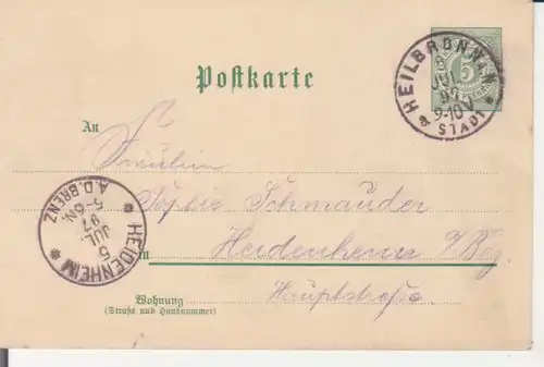 Heilbronn Gewerbe- und Industrie-Auststellung 1897 Ganzsache gl1897 223.983