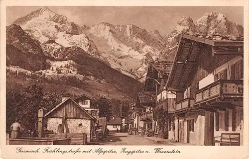 Garmisch - Frühlingstraße mit Alpspitze Zugspitze u. Waxenstein ngl 154.610