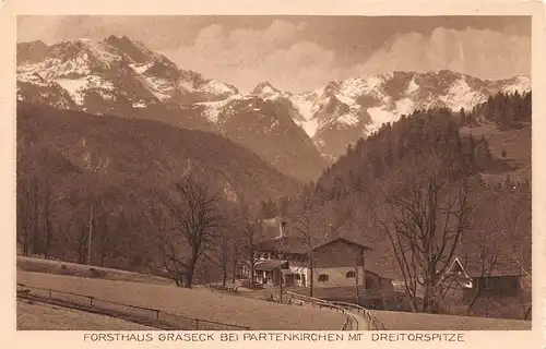 Forsthaus Graseck bei Partenkirchen mit Dreitorspitze ngl 154.749