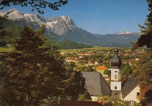 Garmisch-Partenkirchen Wallfahtrskirche St.Anton geg.Zugspitzgruppe gl1976 D8427