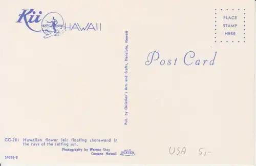 Hawaii HI Hawaiin Flower floating shoreward ngl 223.614