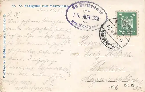 Der Königssee vom Malerwinkel gl1925 155.049