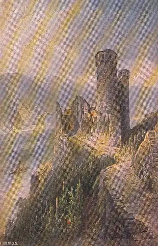 Ruine Ehrenfelsfels am Rhein Künstlerkarte ngl D8686
