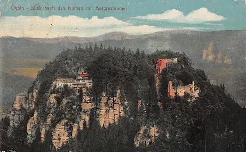 Kurort Oybin - Blick nach den Ruinen mit Bergrestaurant gl1922? 154.247