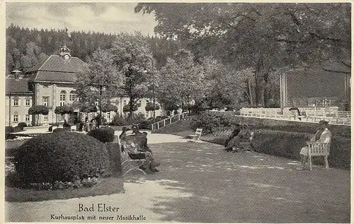 Bad Elster, Kurhausplatz mit neuer Musikhalle feldpgl1940 E0897