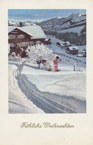 Weihnachten-Wünsche Dorf im Schnee ngl E0974