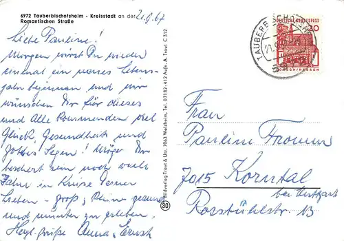 Die Romantische Straße und Taubertal gl1967 155.386