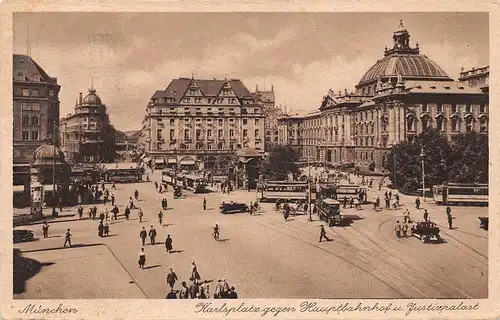 München - Karlsplatz gegen Hauptbahnhof und Justizpalast gl1929 154.768