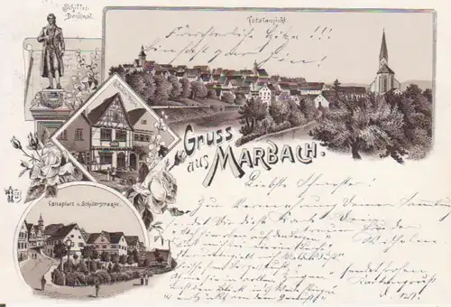 Marbach am Neckar Litho gl1898 223.745