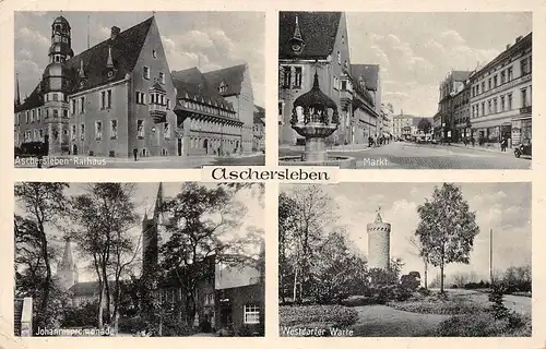 Aschersleben - Rathaus Markt Westdorfer Warte Johannispromenade gl194? 155.559