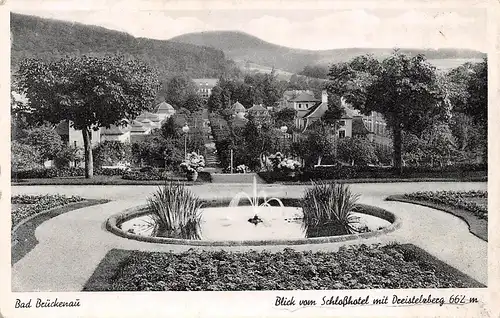Bad Brückenau Blick vom Schlosshotel mit Dreistelzberg gl1952 154.746