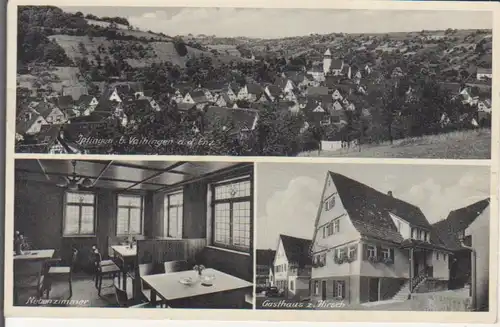 Wiernsheim OT Iptingen Panorama und Gasthaus zum Hirsch gl1941 223.785