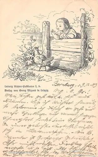 Ludwig Richter Postkarten I, 9. Kind am Zaun gl1903 158.624