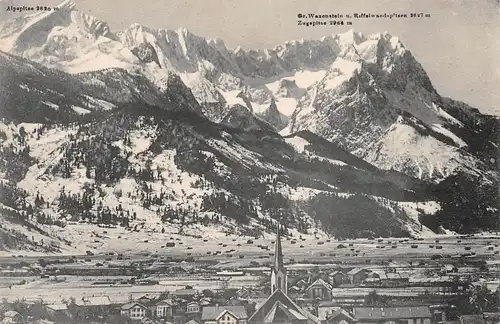 Partenkirchen - Blick auf Alpspitze, Zugspitze u. Waxenstein gl19? 154.498