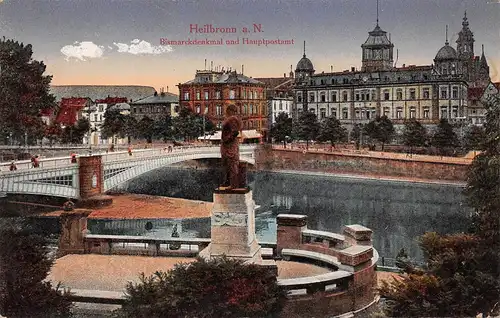 Heilbronn a.N. Bismarckdenkmal und Hauptpostamt feldpgl1917 157.201