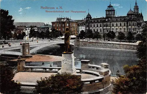 Heilbronn a.N. Bismarckdenkmal und Hauptpostamt feldpgl1917 157.200