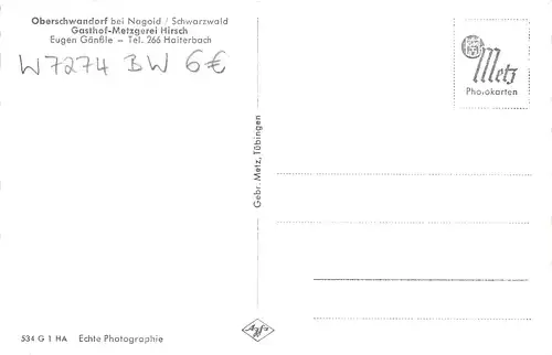 Oberschwandorf bei Nagold Gasthof Metzgerei Hirsch Panorama ngl 157.415