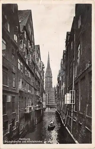 Hamburg Stöckelhörnfleet und Nikolaikirche glca.1920 161.829