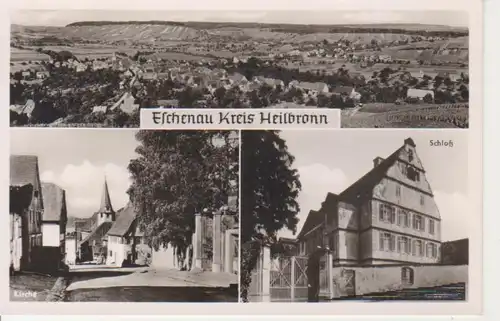 Eichenau Kreis Heilbronn - Panorama, Kirche, Schloß bahnpgl1958 223.918