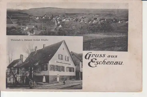 Eschenau - Panorama, Wirtschaft / Bäckerei Klöpfer feldpgl1917 223.922