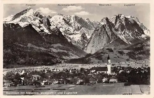 Garmisch mit Alpspitze, Waxenstein und Zugspitze gl1935 154.893