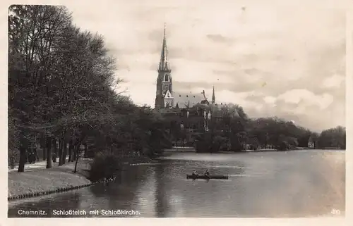 Chemnitz Schlossteich mit Schlosskirche gl1930 156.181