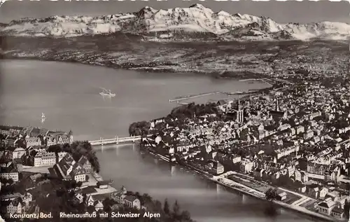 Konstanz (Bodensee) Rheinausfluss mit Schweizer Alpen gl1960 157.459