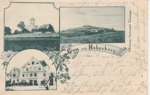 Hohenberg bei Ellwangen - Gasthaus Brauerei Kreuz, Panorama gl1899 224.181