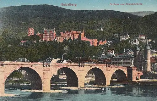 Heidelberg, Schloss und Neckarbrücke ngl E0862