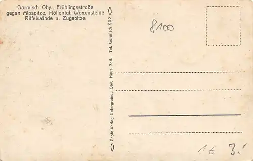 Garmisch - Frühlingsstraße mit Waxenstein und Zugspitze ngl 155.204