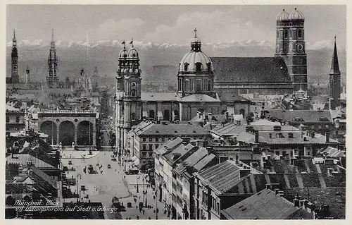 München Blick v.d. Ludwigskirche auf Stadt und Gebirge ngl D9521