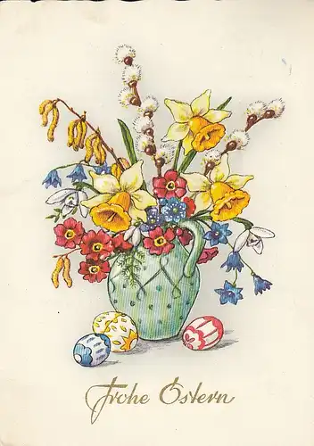 Ostern-Wünsche mit Blumen und Eiern gl1961 E0022
