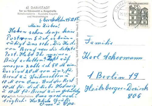 Darmstadt Russische Kapelle und Hochzeitsturm gl1965 155.425